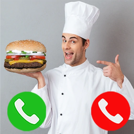 Burger delivery fake call logo