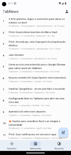 Android application TabNews screenshort