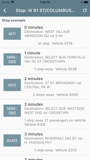 NY Bus Arrival Screen 3