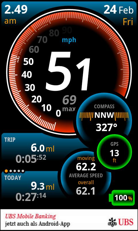 Android application Ulysse Speedometer screenshort