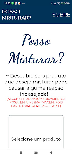 Android application Posso Misturar? screenshort