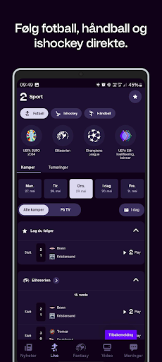 Android application TV 2 Sport screenshort