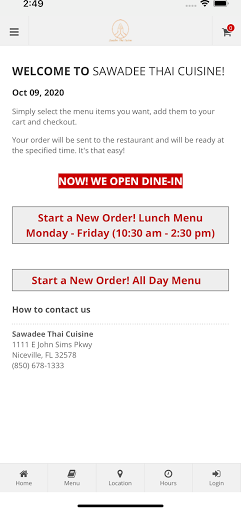 Android application Sawadee Thai Cuisine screenshort