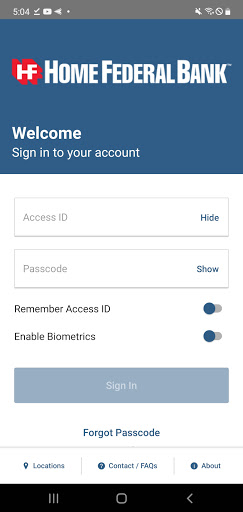 Android application Home Federal Bank of Tennessee screenshort