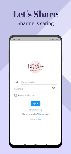 Android application LETS.SHARE screenshort