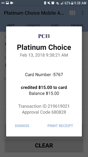Platinum Choice Bankcard Gift Screen 2