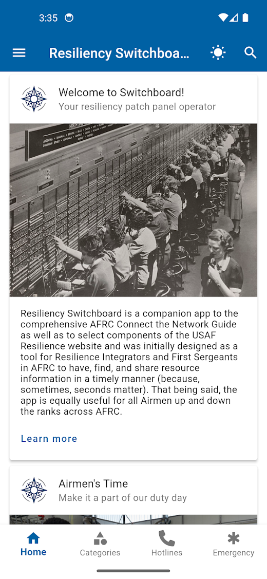 Android application Resiliency Switchboard screenshot
