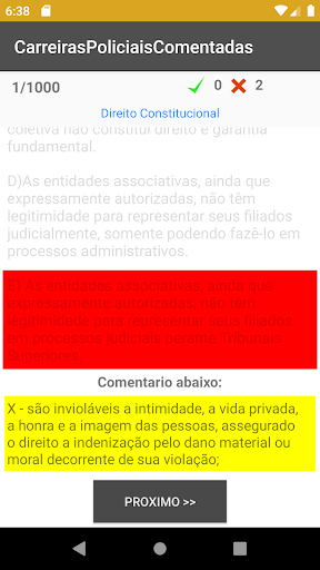 Android application Questões comentadas carreiras screenshort