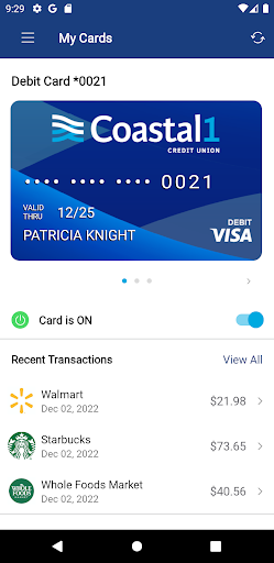 Android application Coastal1 Card Manager screenshort