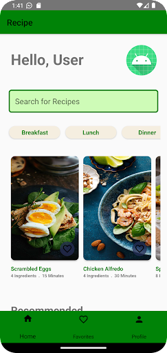 Android application Recipe screenshort