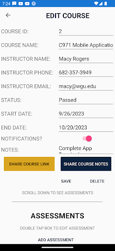 Academic Tracker Screen 3