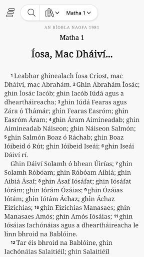 An Bíobla Naofa (Irish Bible) Screen 2