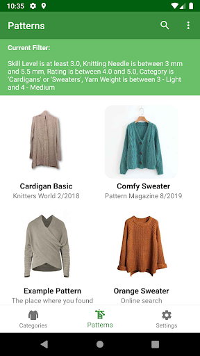 Knitting Patterns Screen 3