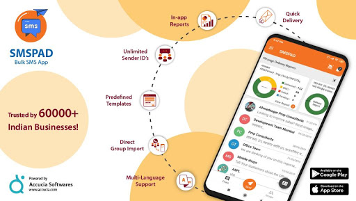 Android application SMSPAD - Bulk SMS App for Indi screenshort