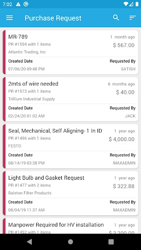 EAM360 Manager App for Maximo Screen 2
