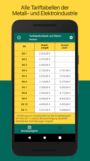 Android application Tariftabelle screenshort