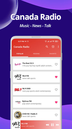 Android application Canada Radio - Online FM Radio screenshort