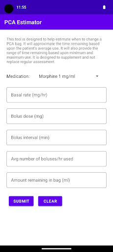 Android application PCA Estimator screenshort