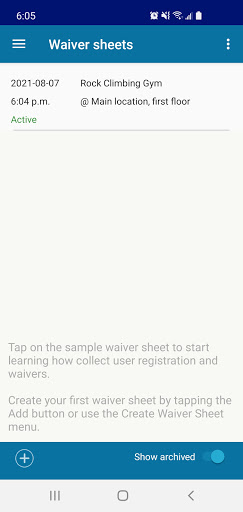 Android application Offline Waivers screenshort