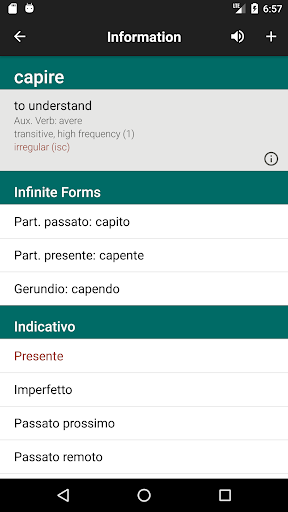 Italian Verbs & Conjugation - Screen 3