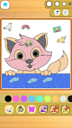 Glitter Cat Coloring : Doodle