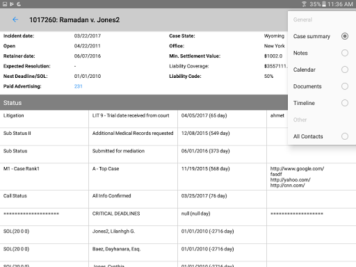 SmartAdvocate Client Screen 2