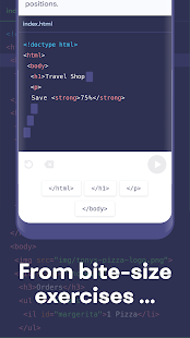 Mimo: Learn coding in HTML, JavaScript, Python Screenshot