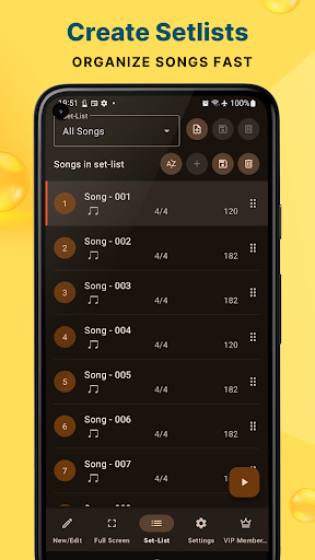 Screenshot of Stage Metronome with Setlist