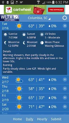 Screenshot of WLTX Weather