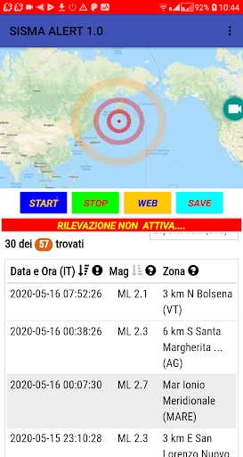 SISMA ALERT 1.0 Screen 2
