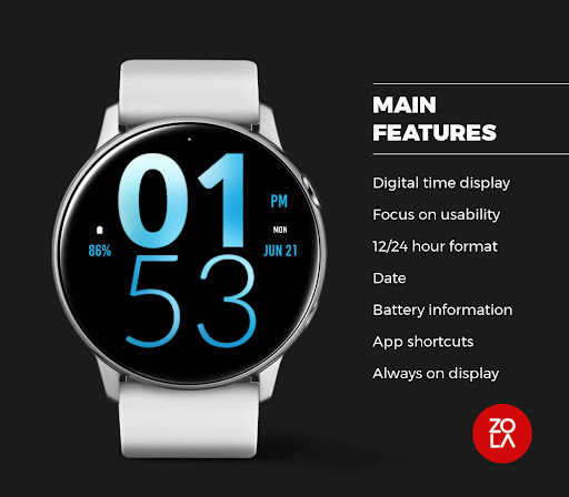 Blue Large Watch Face Screen 2