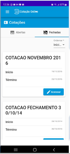 Cotação Online Screen 3