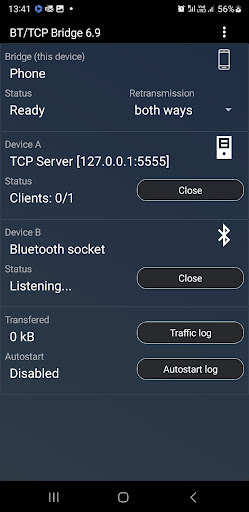 Android application Bluetooth TCP Bridge screenshort