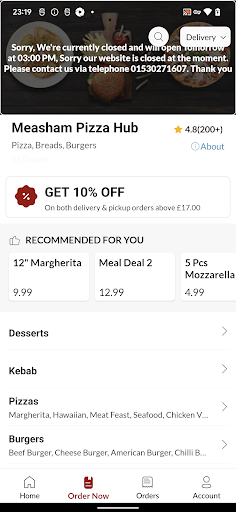 Measham Pizza Hub Screen 3