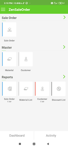 Android application ZenSaleOrder screenshort