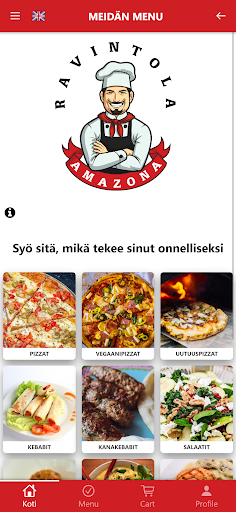 Android application Ravintola Amazona screenshort
