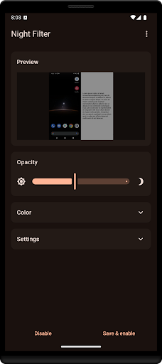 Screenshot of Night Filter