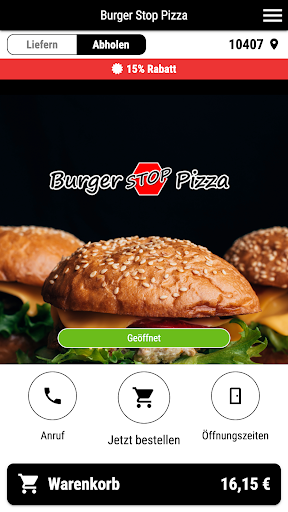 Android application Burger Stop Pizza screenshort