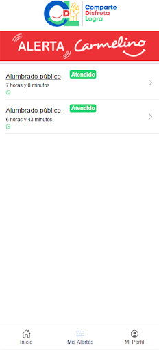 Android application Alerta Carmelino screenshort