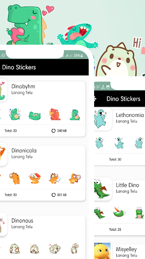 Android application WASticker - Cute Dino Stickers screenshort