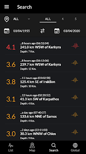 Captura de pantalla dels terratrèmols a Grècia
