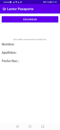 Android application Qr Lector Pasaporte screenshort