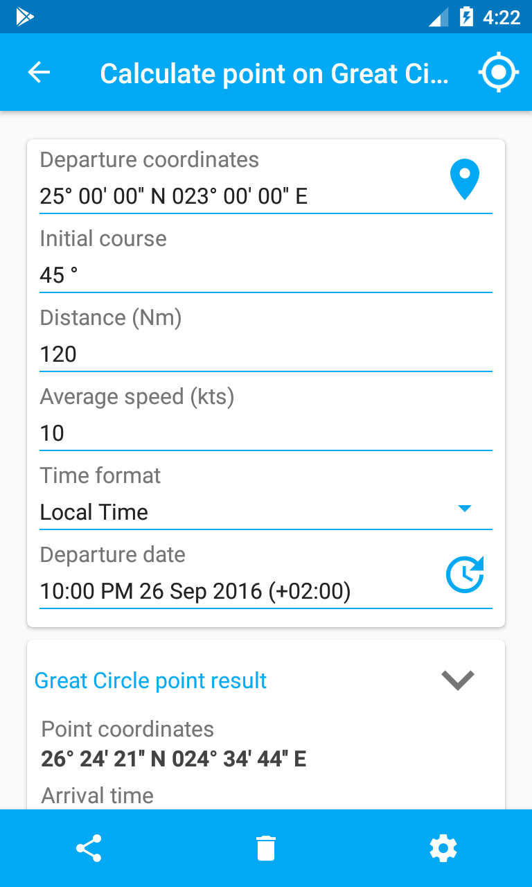 Android application Nautical Calculator Pro screenshort