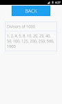 screenshot of Divisors of a Number