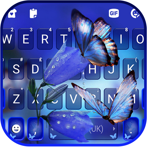 Blue Butterflies Keyboard Back logo