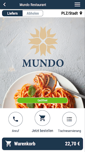 Android application Mundo Restaurant screenshort