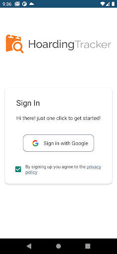 Android application Hoarding Tracker screenshort