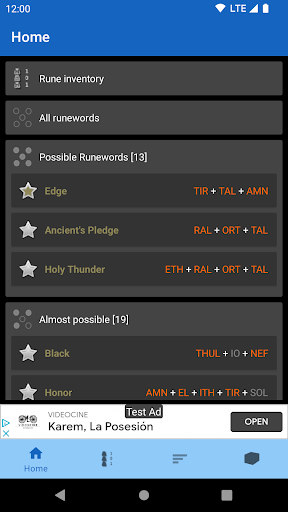 Android application Runeword finder for Diablo II screenshort