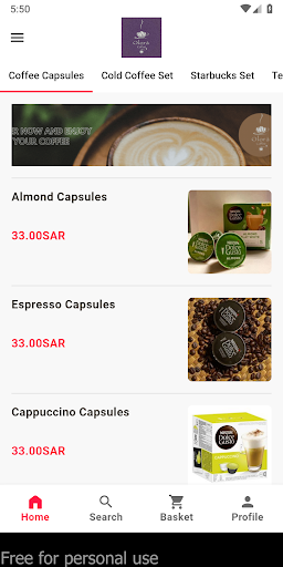 Android application قهوة الورا screenshort
