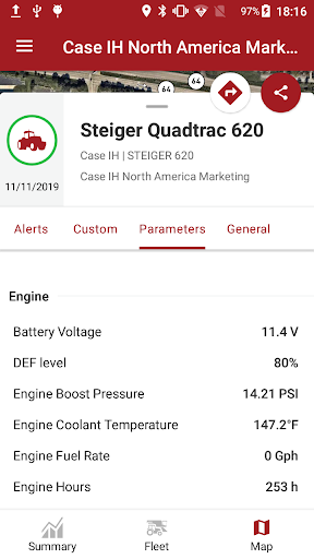 Android application Case IH AFS Connect Fleet screenshort